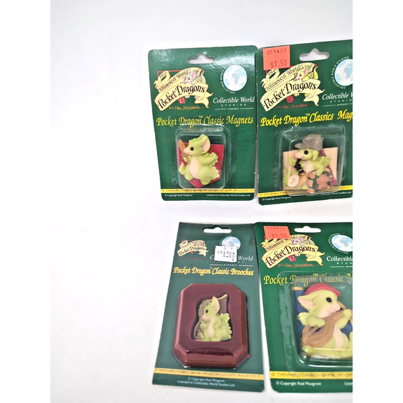 Vintage Lot of 6 New Whimsical World of Pocket Dragons Classics Magnet & Brooch - Picture 2 of 4